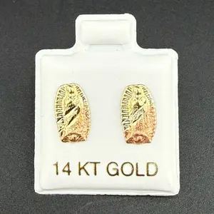 14k gold Virgin Mary 3 golds earrings