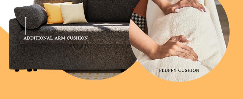 [Ships in 2 Boxes] AMERLIFE L-Shaped Sectional Storage Sofa with Chaise, Reversible Sleeper Sofa Bed, 2-in-1 Pull Out Couch  Living Room Furniture/Best Gift Ideas/Christmas Gifts