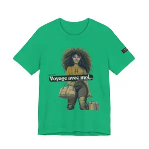 I.O.V-(Pisces) Voyage Avec Moi Afro Travel Girl Graphic Tee