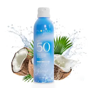 Florida Glow SPF50 Clear Nourishing Sunscreen Spray with Coconut Oil & Vitamin C for Skincare benefit, Broad Spectrum,Reef Safe, Scented Suncare 5.5oz