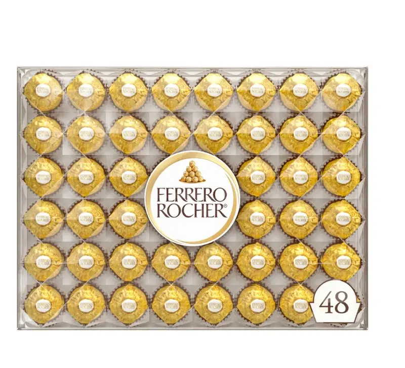 Ferrero Rocher Premium Milk Chocolate Hazelnut 48 ct - Delicious Combo of Hazelnut Milk Chocolate & Crispy Wafers Snack Box