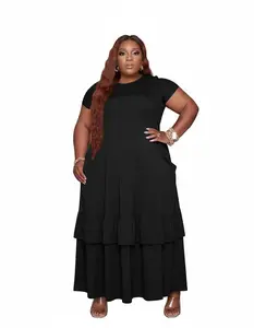 USBOUTIQUE CHIC Women's 2026 Spring Plus Size Oversized Dress Loose Fit Long Sleeve Maxi Dress