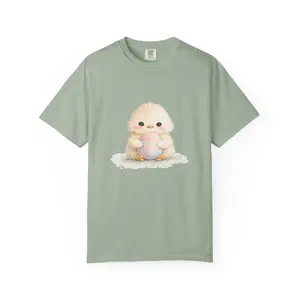 Cute Baby Chick Holding Easter Egg T-Shirt | Pastel Spring Chick Tee