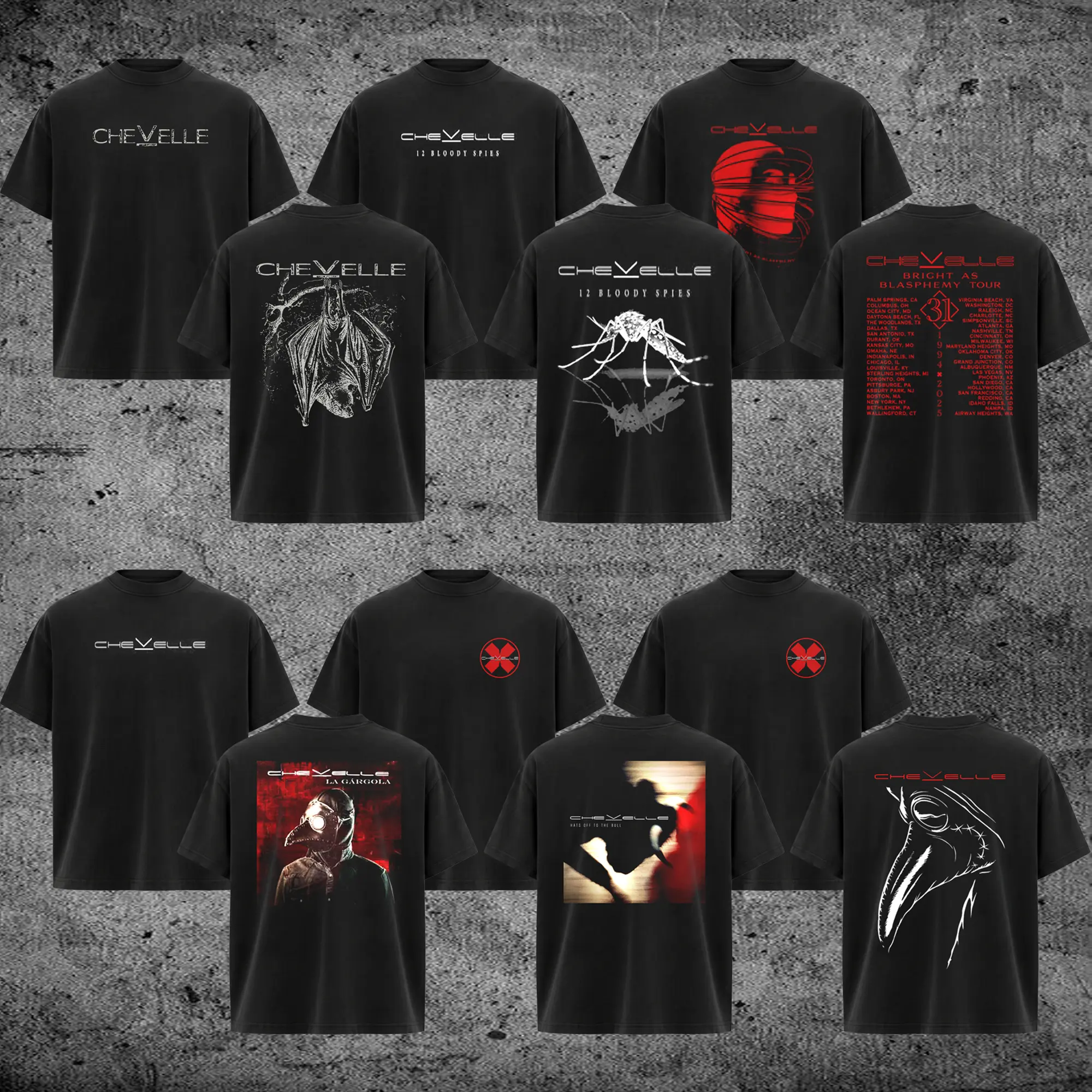 [Collection] Chevelle Vintage  ,Dark Bat Acid  – Y2K Emo  , unisex  wear Menswear Top Crewneck Shortsleeve Breathable oversized streetwear tee casual summer student  versatile short sleeve cool graphic shirt holiday vibe