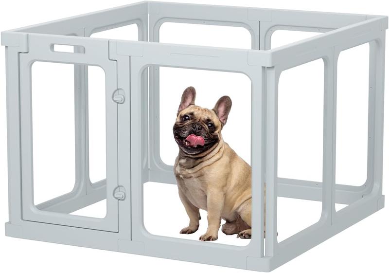 Gardner Pet Clear Acrylic Dog Playpen Planes Transparent Indoor Fence Sturdy Pet Pen for Puppy Small Dog Rabbit Pig Easy Assemble Cleaning Plastic Whelping Box Enclosure