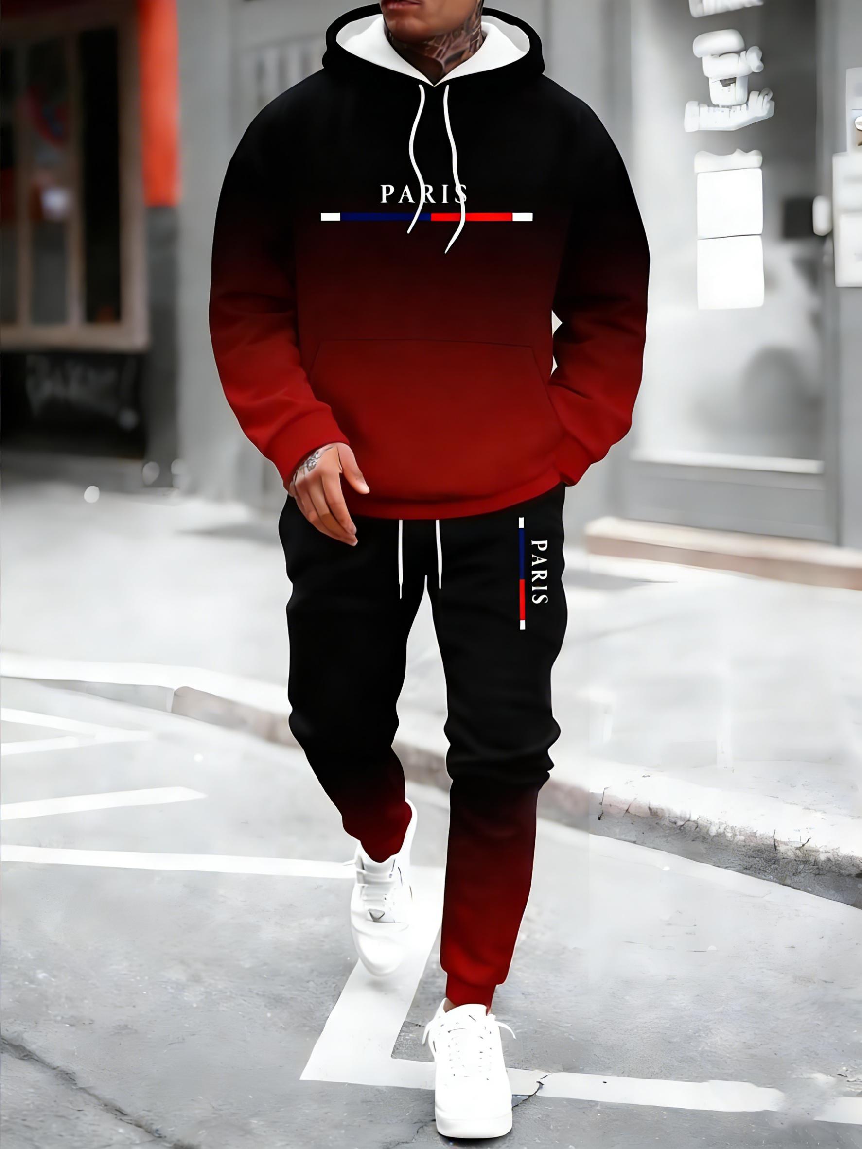 Men's Hooded Sweatshirt Set 2026 New Gradient Cool Casual Outfit