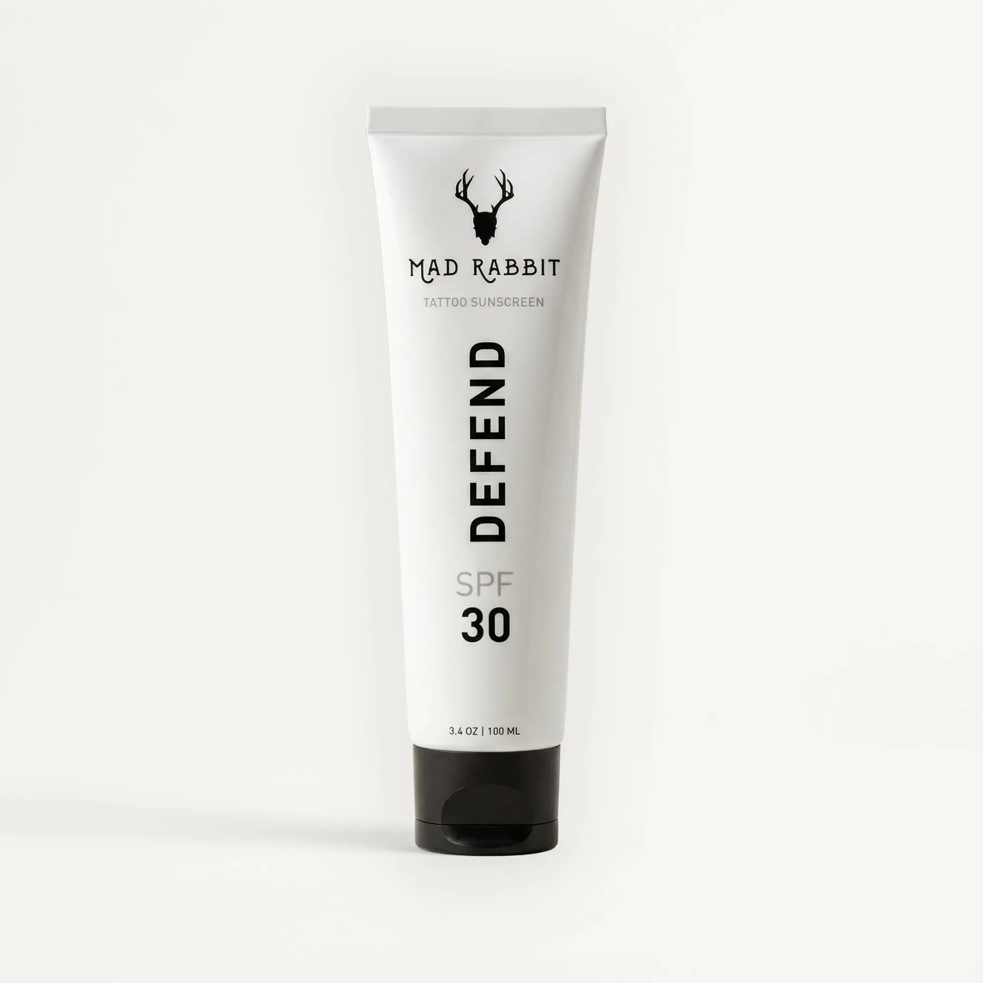 Mad Rabbit Defend Tattoo Sunscreen- SPF 30 100mL Tube- Mineral Sunscreen Lotion - Tattoo Fade Protection and Moisturizer, Anti-Aging Formula
