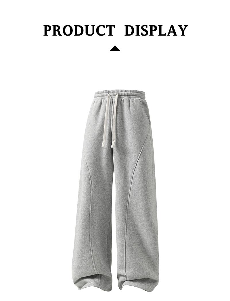 Men's Fleece Thermal Lined Sweatpants  Oversize Drawstring Waist Casual Loose Pants for Fall Winter School Season Daily Wear Stylish Menswear