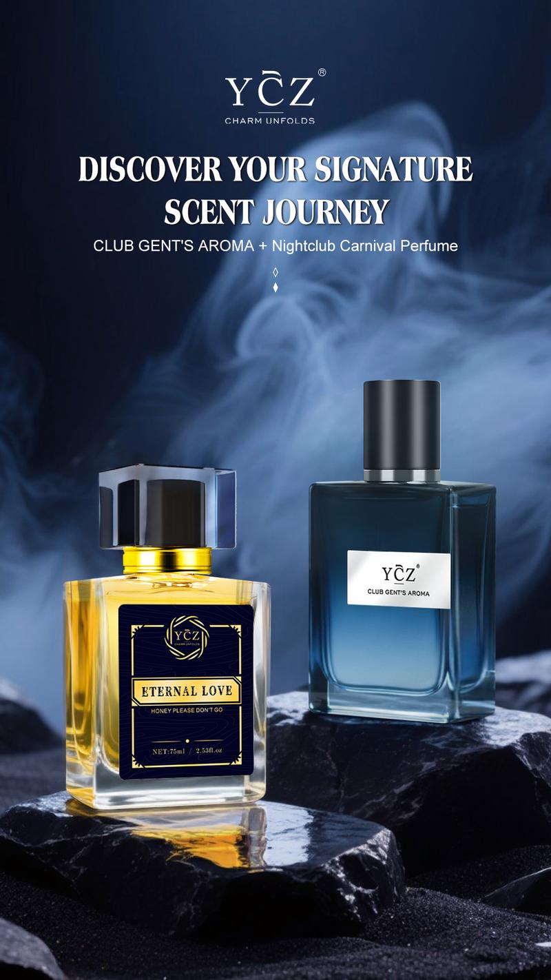 YCZ Men's Perfume Combo - Club Gent's Aroma 50ml & Carnival Eternal Love 75ml - Aromatic Woody & Spicy Woody Scent - Long Lasting EDP - Nightclub Must-Have - Premium Gift Set - Fragrance Intense & Long Lasting - Amber Oud