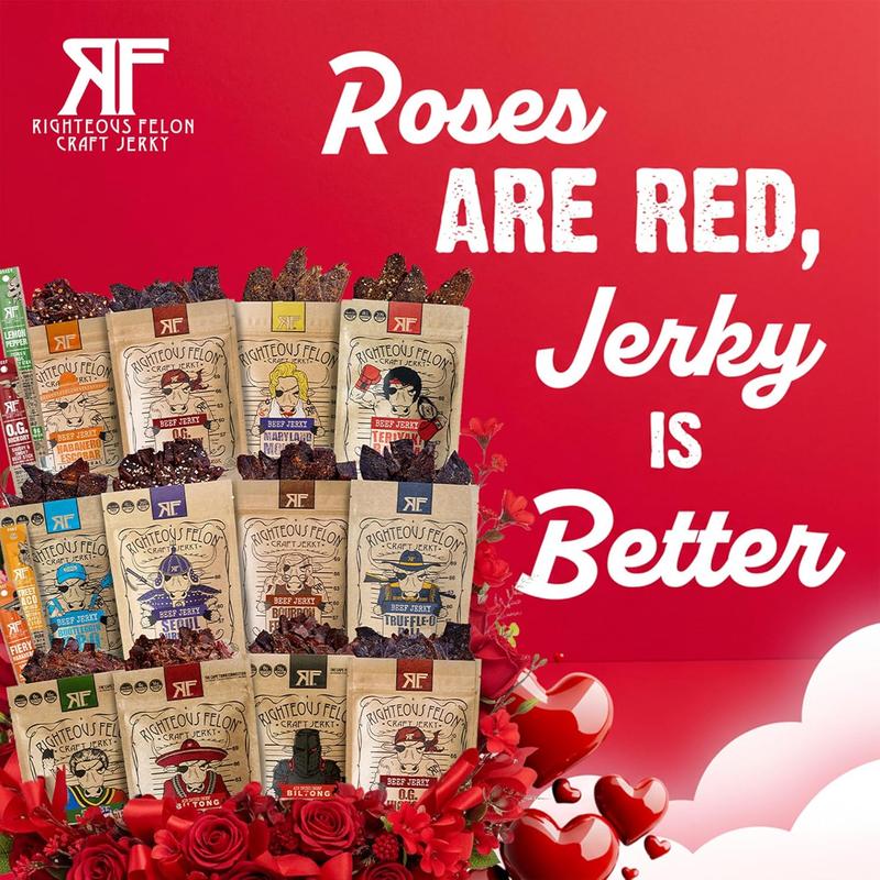 Righteous Felon Beef Jerky & Meat Sticks Variety Pack | Gluten Free Snack Packs for Adults | High Protein, Keto, Low Sugar | Made with Premium Meats | Valentines Day Gifts for Men | 11 Pack Sampler