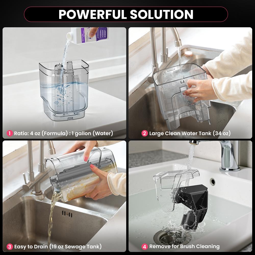 [Springglowup] Upholstery Carpet Vacuum Cleaner, 18KPa Suction Spot Cleaning Machine for Pet Stains, Carpets, Sofa, Car Seats, Mattress, with 3 Multipurpose Cleaning Tools, 6'' Deep Cleaning Brush | Portable 3-in-1 Little Pink C9S