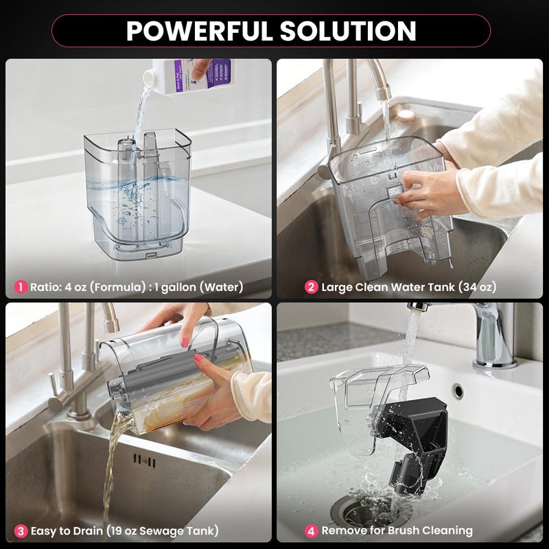 [Valentines'DaySale!] Upholstery Carpet Vacuum Cleaner, 18KPa Suction Spot Cleaning Machine for Pet Stains, Carpets, Sofa, Car Seats, Mattress, with 3 Multipurpose Cleaning Tools, 6'' Deep Cleaning Brush | Portable 3-in-1 Little Pink C9S