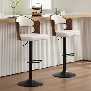 Modern Adjustable Bar Stools Set of 2, Waterproof Cat Scratch Fabric Counter Height Bar Stools with Back, Swivel Barstools for Kitchen Island, Pub, Home Bar