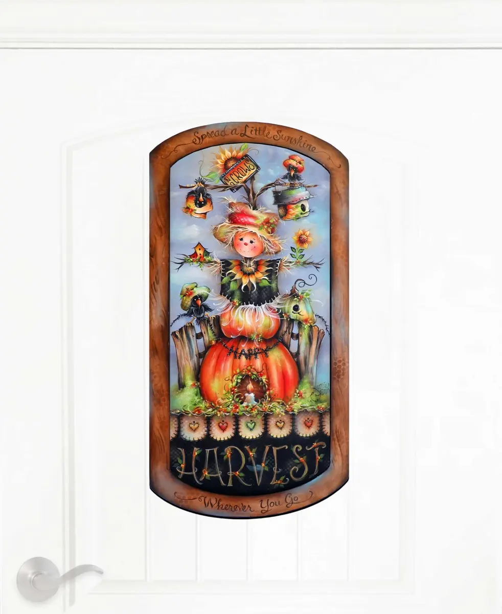 Designocracy 8611075H-MP 24 x 18 in. Harvest Pumpkin Scarecrow Thanksgiving Holiday Door Decor