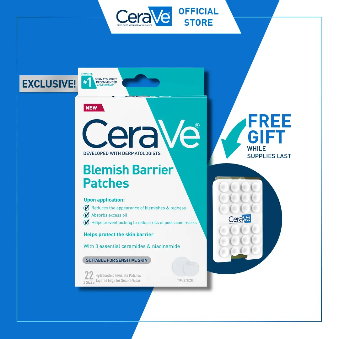 CeraVe Blemish Barrier Patches | 22 Count | Hydrocolloid Spot Treatment | With Niacinamide & Ceramides | Ultra-Thin & Discreet