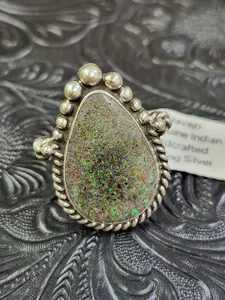 Jakaiya M. Andamooka Opal Handmade Navajo Ring Size 5