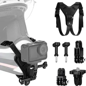 K&F Concept Upgrade Action Camera Motorcycle Dirt Bike Helmet Chin Strap Mount, Helmet Holder Mounting Attachment Compatible with GoPro Hero 13/12/11/10/9/8/DJI Osmo Action 5Pro/4/3/Insta360 X5/X4/X3