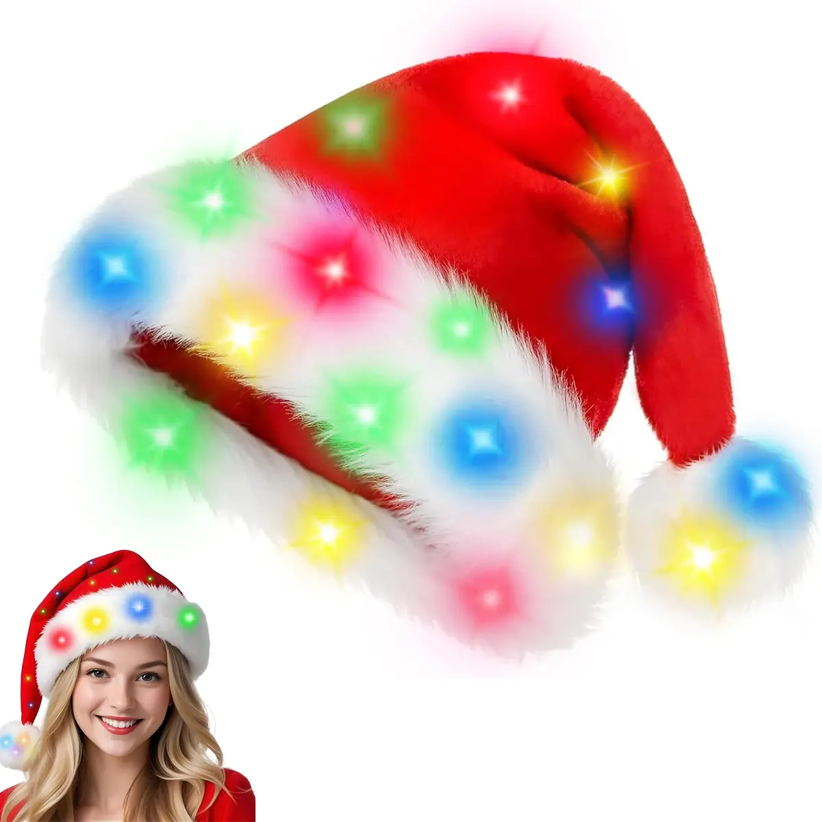 Christmas hat, Santa hat, red velvet double-layer thick version, suitable for both men and women, suitable for Christmas party events