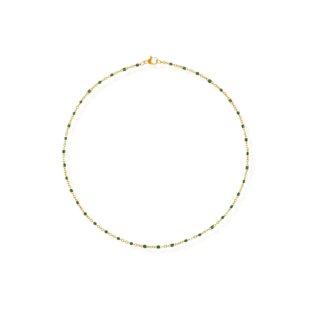 Ellie Vail Evie Green Dainty Enamel Beaded Necklace