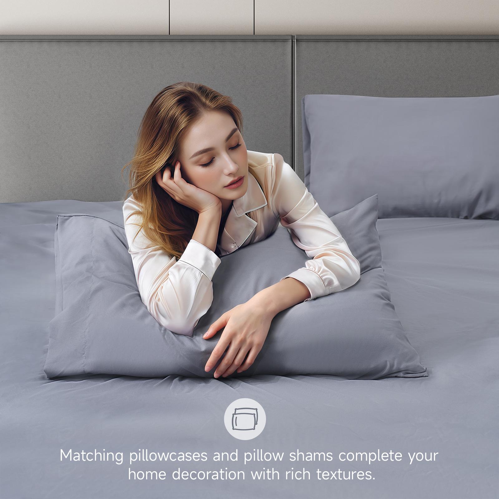 VIZIM Luxury Bed Sheets Set, 4-Piece Microfiber Bedding with Deep Pocket Fitted Sheet, Soft Hypoallergenic Pillowcases & Flat Sheet, Hotel Quality