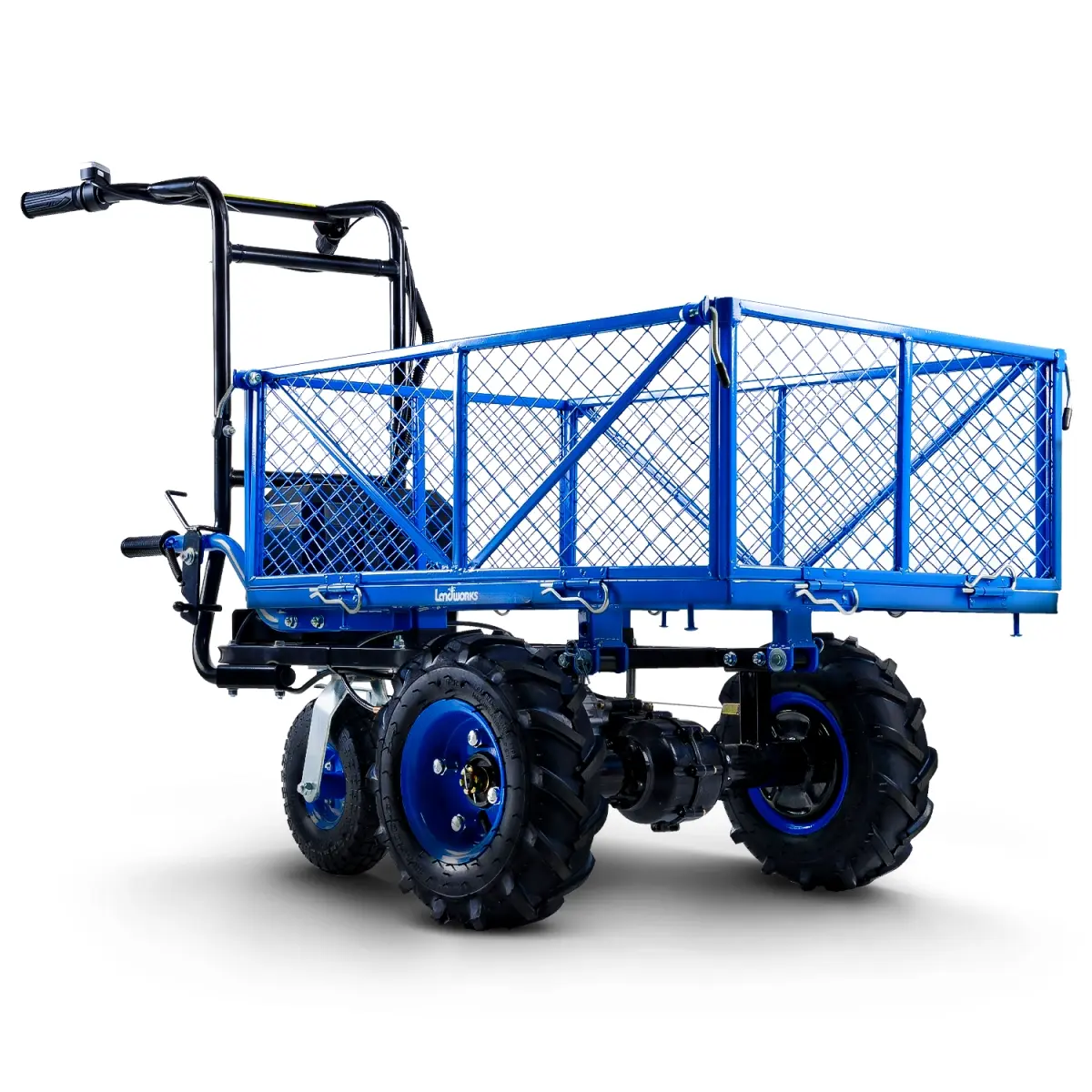 Landworks TRI-GUO026 Heavy Duty All-Terrain Utility Service Cart Wheelbarrow, 500 lbs Capacity, 4-Wheel Trolley with Large Rubber Tires, Wheel-Powered Design, All-Terrain Wheels Trollies, Four-Wheel Trollies