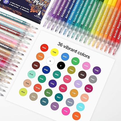 BASIC SUPPLY New Gabrie Extra Fine Tip Acrylic Paint Markers Set OF 36