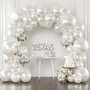 Pearl White Balloon Arch Kit with Double-Stuffed Balloons for Weddings, Anniversaries & Parties