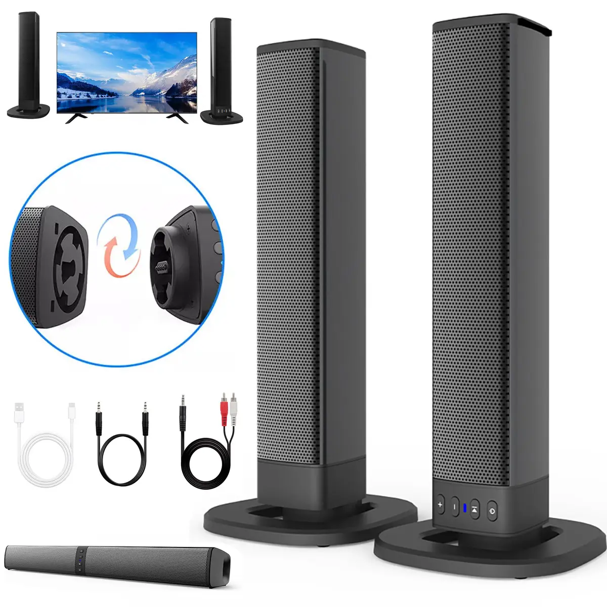 Bluetooth Surround Sound Bar Speaker For Smart TV Detachable Wireless Soundbar 5.0 With Optical AUX Connection Home Theater Audio Party