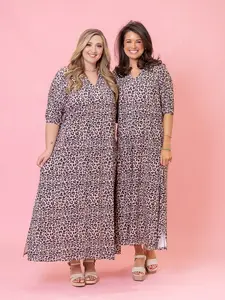 Luxe Wrinkle Free Leopard Maxi Dress by DD Design | S-3XL
