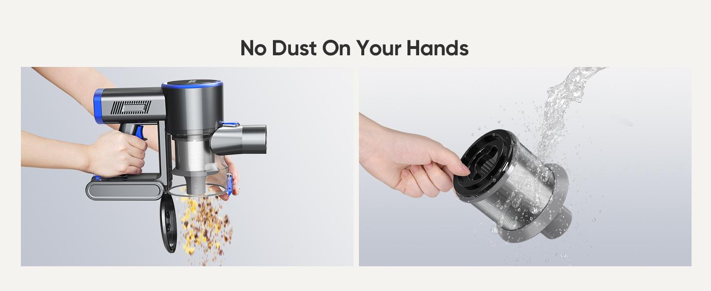 Yoma Cordless Vacuum Cleaner, 6 in 1 Ultra-Quiet Stick Vacuum for Home Cleaning, 2200mAh Battery Up to 45mins Runtime, Powerful Lightweight Handheld Wireless Vacuum for Home/Car on Rugs, Hardwood Floors, Carpets, Pet Hair