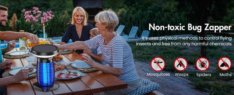 AUKFA Solar Bug Zapper Outdoor Indoor Waterproof,  solar powered Electric insect catcher with Panel Sensor,  Mosquito Zapper for Home, Patio, Camping