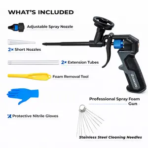 PU Foam Spray Gun with PTFE-Coated Barrel Adjustable Flow Control for Sealing Insulation & Gap Filling Manual Applicator Tool for Windows Doors Joints