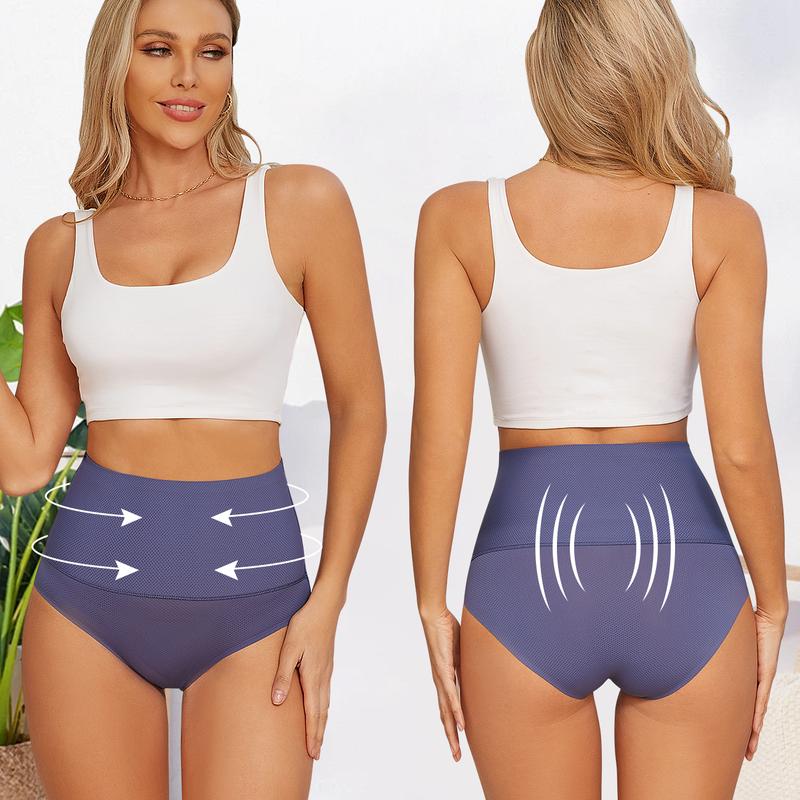 FINETOO High Waisted Seamless Underwear for Women Breatheable Full coverage Briefs No Show Stretch Bikini Panties 4 Pack S-3XL Comfort Fabric Springtok