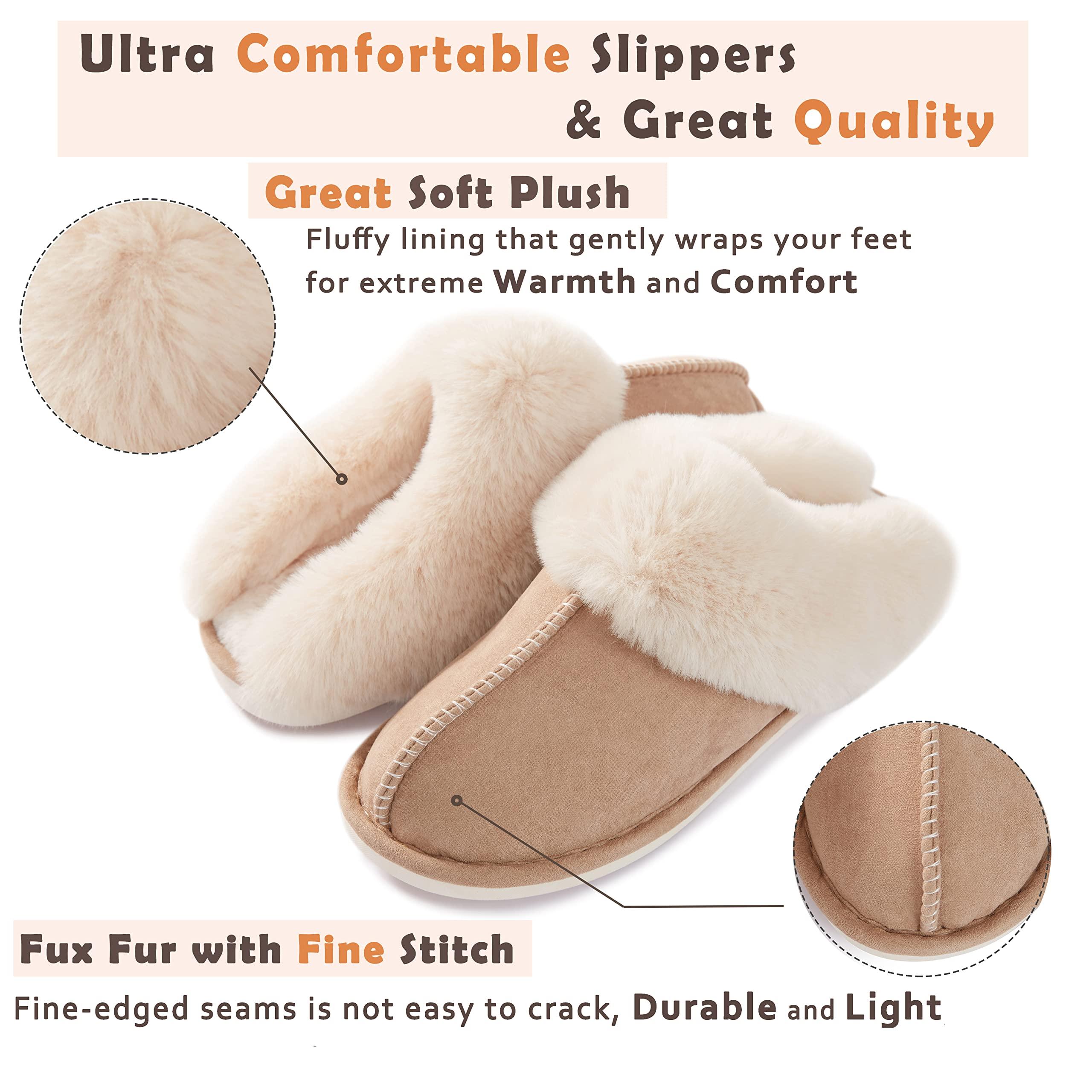 Women's Memory Foam Slide Moccasin Slipper Footwear - Cozy Wool-Look Plush House Shoes with Sherpa Lining, Non-Slip Rubber Sole for Indoor-Outdoor Use