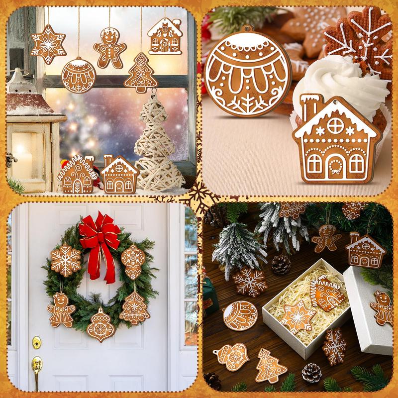 Christmas Clearance Sale 36 Pcs Gingerbread Christmas Decor Gingerbread Christmas Tree Decorations Mini Gingerbread Desin Wooden Xmas Tree Christmas Ornaments Christmas Decorations for Party Home Holiday Winter Crafts Christmas Gift Burr Basket Gifts