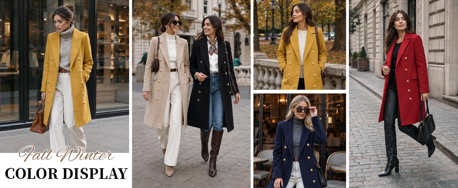 Fit and silhouette detail for Women's Fitted Wool-Blend V-Neck Long-Sleeve Trench Coat