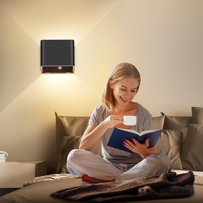 Rechargeable Wall Light with Motion Sensor Indoor LED Wireless Wall Lamp with Switch, 5W Wireless Wall Light USB Rechargeable Stair Light Battery, for Bedroom Living Room Hallway