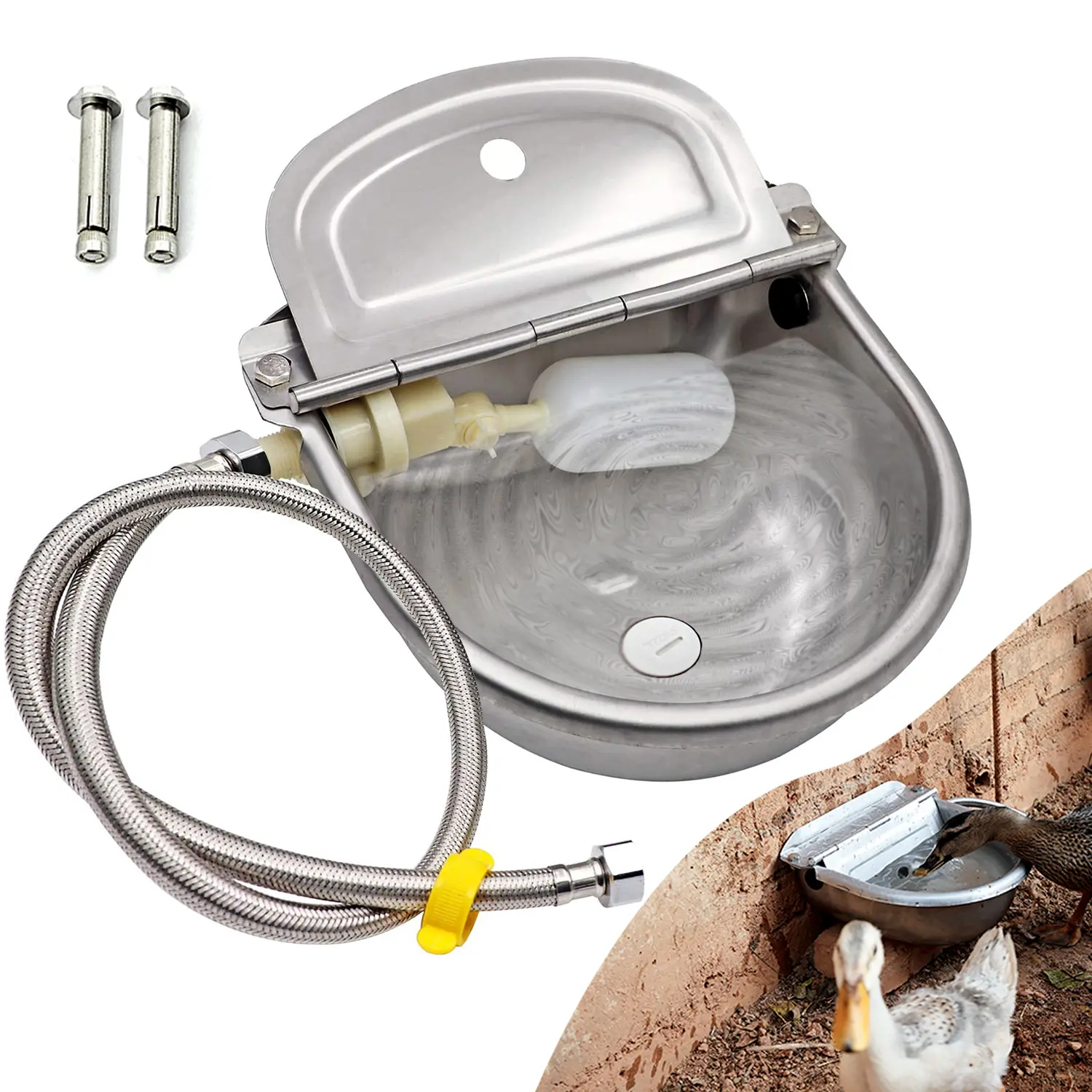 Automatic Dog Gravity Water Feeder Kit with Stainless Steel Drinking Bowl, Pet Gravity Water Bowl for Dogs, Drinking Water Bowl