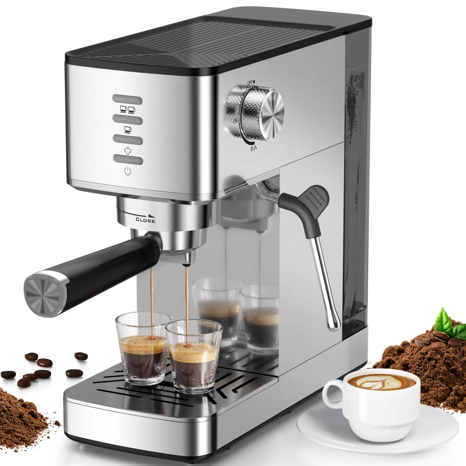 20Bar Countertop 3-in-1 Button Operated Espresso Coffee Machine - Rapid Cold Brew, Hot/Ice Brews, Built-in Steam Wand, Touch Screen, 37oz Water Tank, Ideal for Lattes, Cappuccinos, Coffee Lovers’ Gift, Countertop Coffee Machines