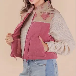 Pink Aztec puffer vest