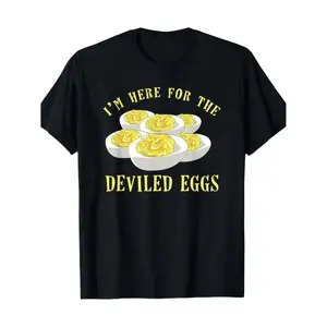Funny Deviled Eggs Graphic T Shirt For Men Vintage Style Casual Cotton Tee With Humorous Print Comfortable And Breathable Fabric Short Sleeve Black Round Neck Crewneck