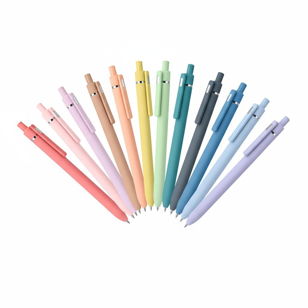 Bible Journaling Pens, 12 Pack, Assorted Color, Retractable Cute Gel Pens for Journaling, 0.7 mm, Pastel Barrel with Silver Cross Clip, Smooth Writing Aesthetic Pens for Women