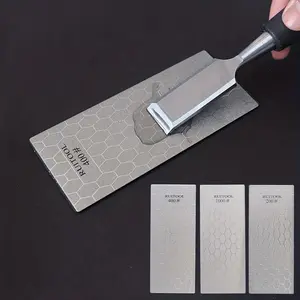 3 Pcs Diamond Sharpening Stone Set with Non-slip Base, Wet & Dry Use, Kitchen Knife Sharpener Tool, Razor Sharp Edge for Chef Knives & Scissors, Fix Dull Blades Fast, Wood Chisel Honing Plate