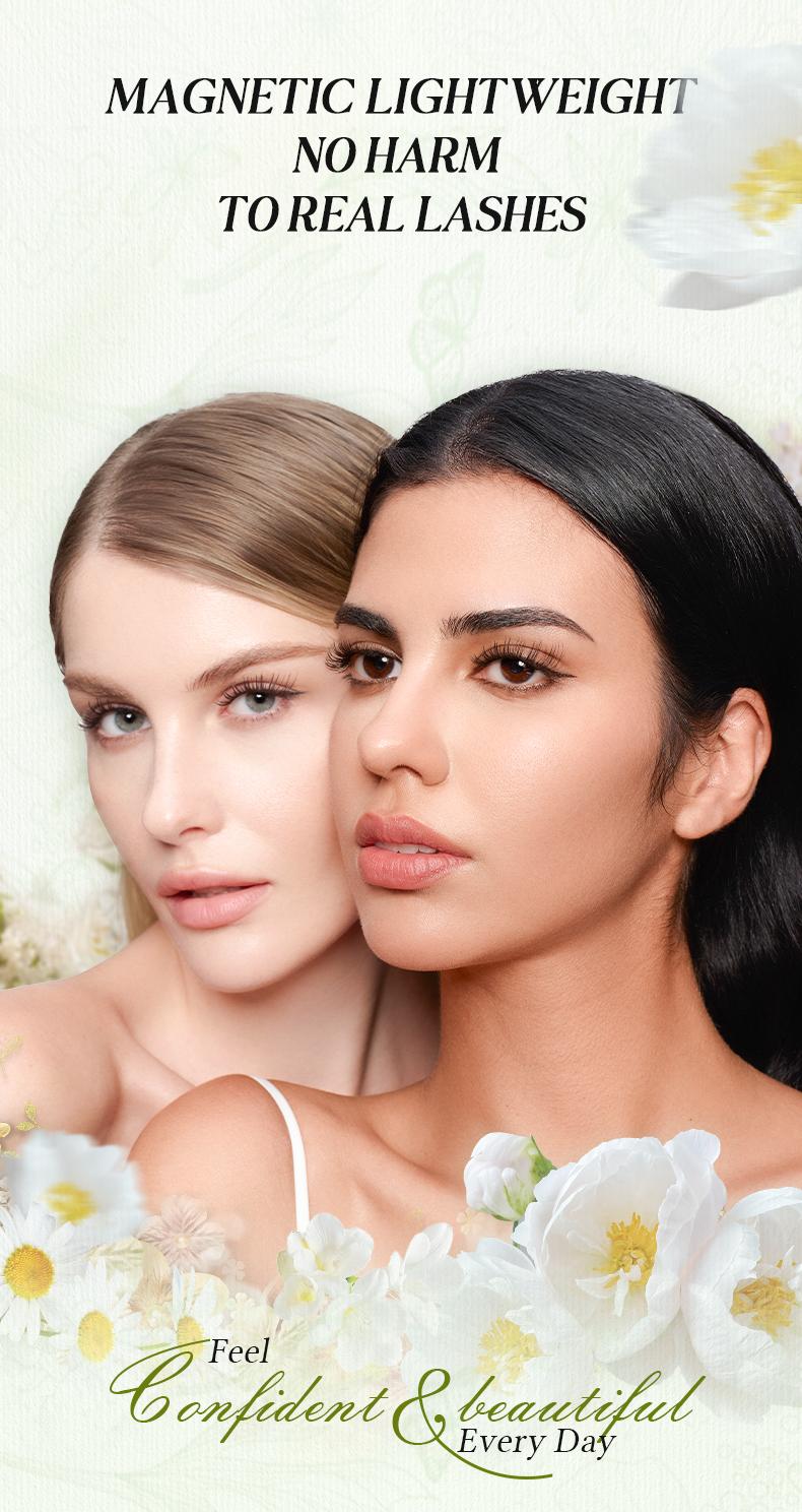 WOSADO Botanic Collection Extended- Band Soft Magnetic Eyelashes All-in-One Box Waterproof Reusable Glue-Free Eyeliner-Free Makeup Cosmetic