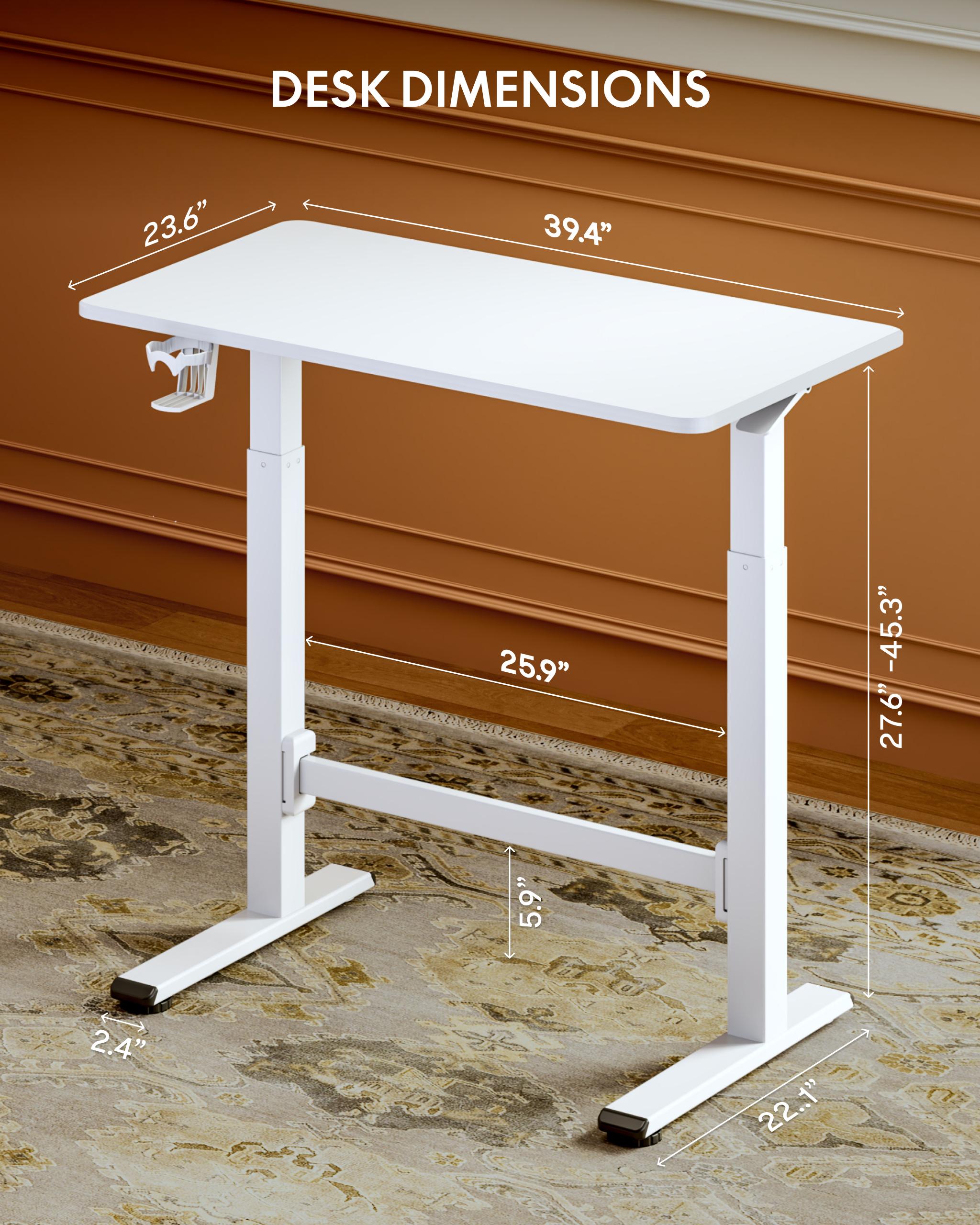 FLEXISPOT H7 PLUS Gas Spring Adjustable Standing Desk Mobile Rolling Sit-Stand Workstation with Wheel Cordless Manual Stand Up Desk for Small Room Home Office Bedside Work Sofa Setup Walking Pad Office