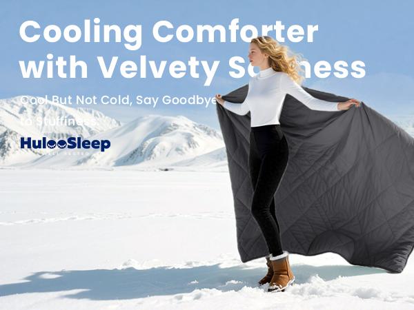 HulooSleep Cooling Comforter - Cooling Blankets for Hot Sleepers, Lightweight Comforter for Summer with Dual-Sided Cool Tech, Soft Breathable Cold Blanket for Sleeping