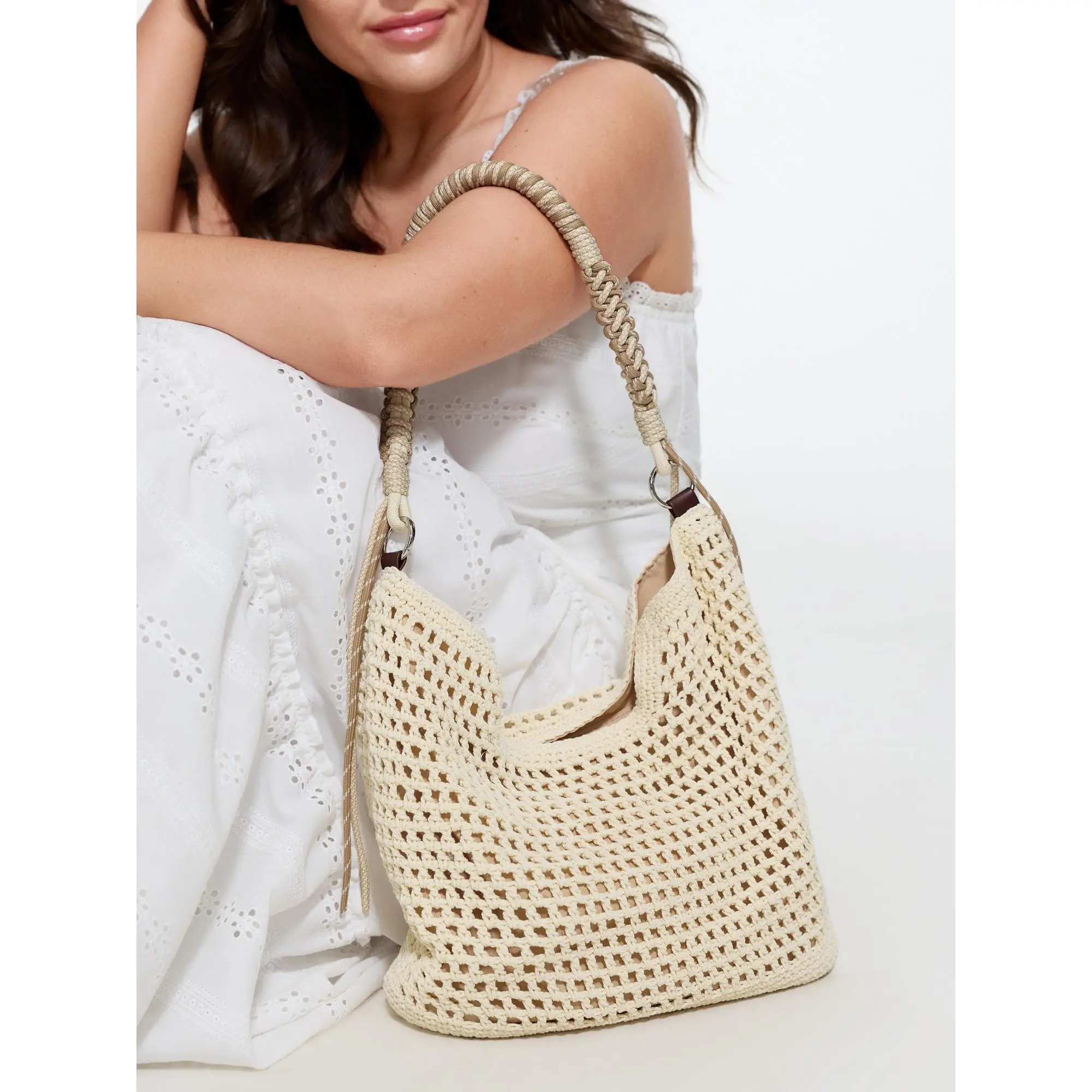 BloomChic Crochet Woven Straw Tote Shoulder Bag