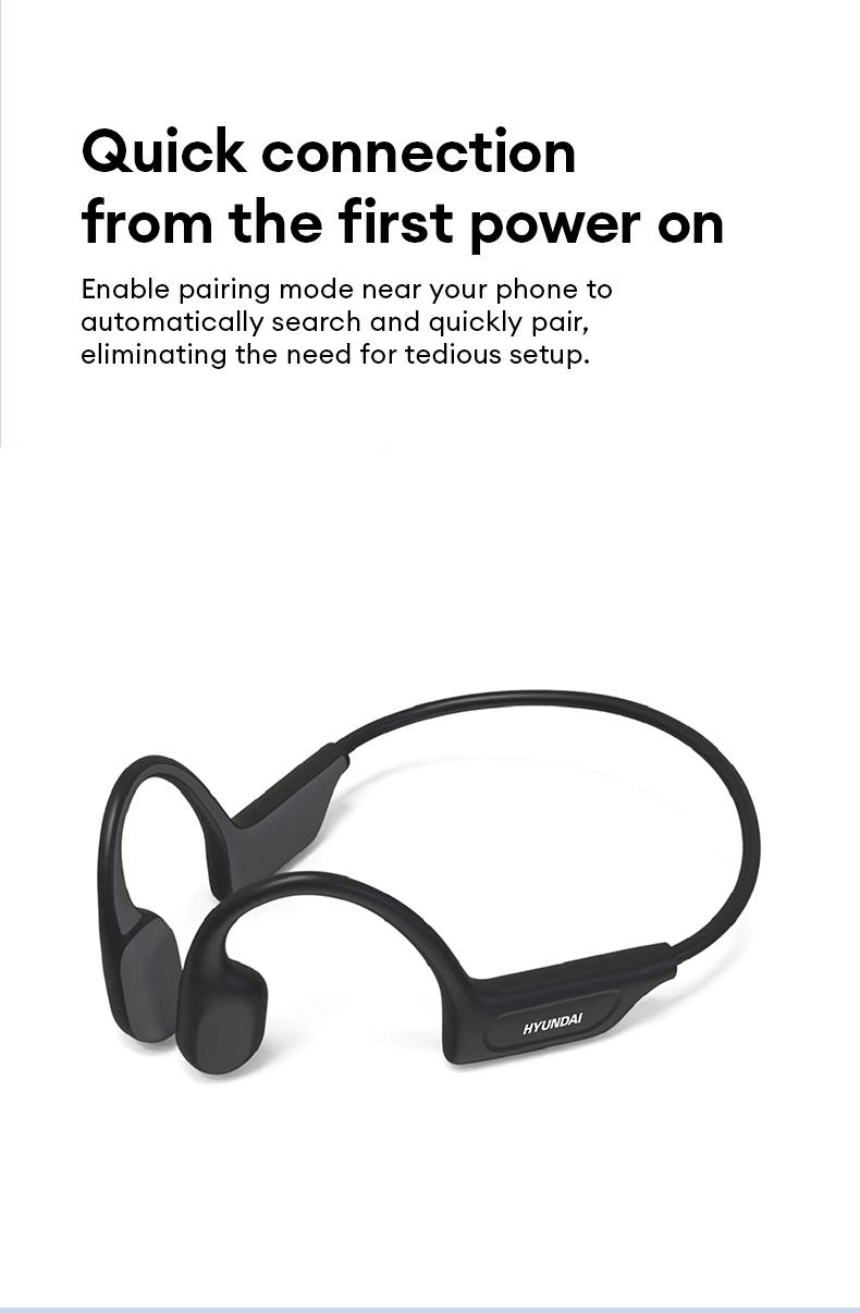 HYUNDAI G06 Bone Conduction Neckband Wireless Earphones with Bluetooth 5.4, Enhanced Surround Sound, 360° Flexible Bending, Lightweight & Comfortable Fit, Ultra-Long Battery Life, Wireless Headphones for Music, Calls & Sports
