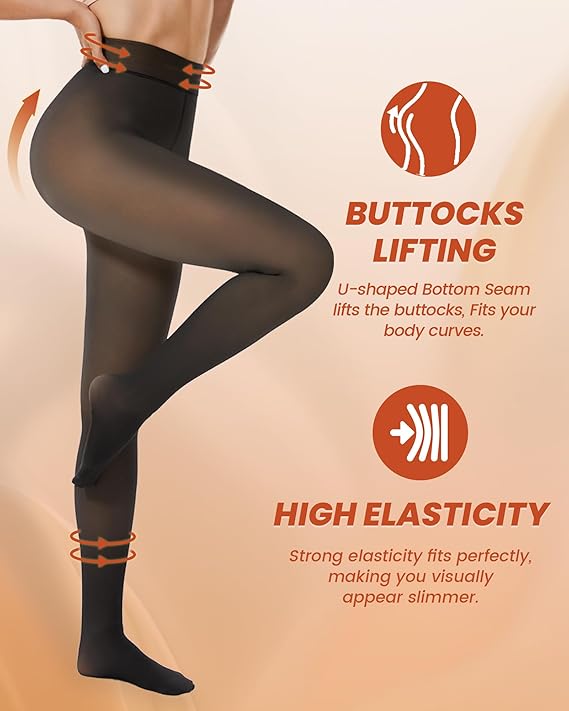 Women's Tights, Fleece Lined Thick Leggings, High Waist Elasticity Thermal Pantyhose Warm Womenswear, Winter Basic Minimalist Underwear, Thickness,Slims & Shapes Body Women's Tights, Fleece Lined Thick Leggings, High Waist Elasticity Thermal Pantyhose Warm Womenswear, Winter Basic Minimalist Underwear, Thickness,Slims & Shapes Body