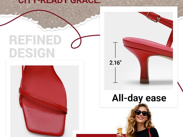 Dream Pairs Women’s Kitten Heels – Square-Toe Strappy Heeled Sandals, PU Cushion Insole, Anti-Slip, All-Day Comfort, Chic for Work-Date-Wedding